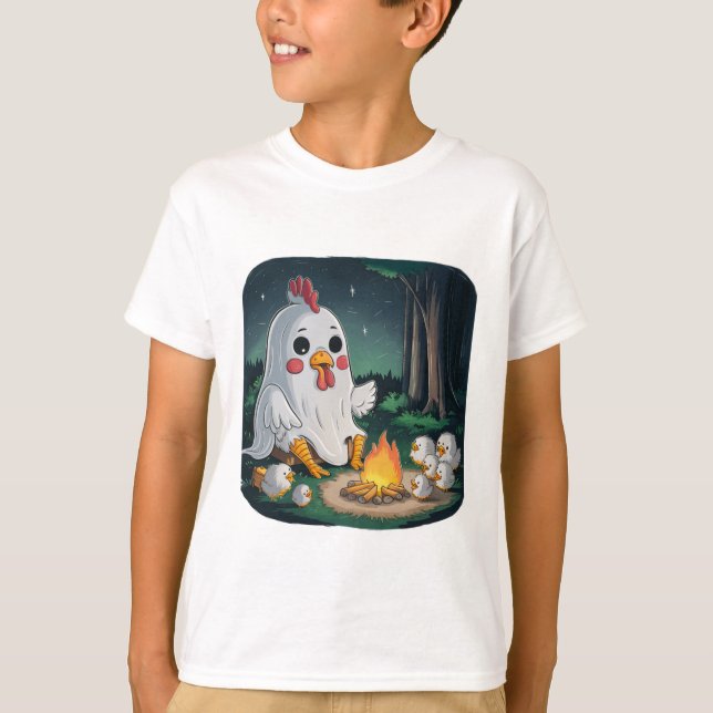 Camiseta Galinha Fantasma do Halloween #7 Arte Digital (Frente)