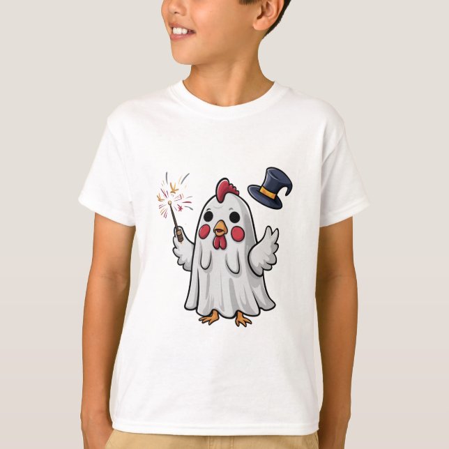 Camiseta Galinha Fantasma do Halloween #8 Arte Digital (Frente)