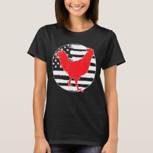 Camiseta Galinha Farmer De Galinha Na Bandeira Dos Eua Em 4