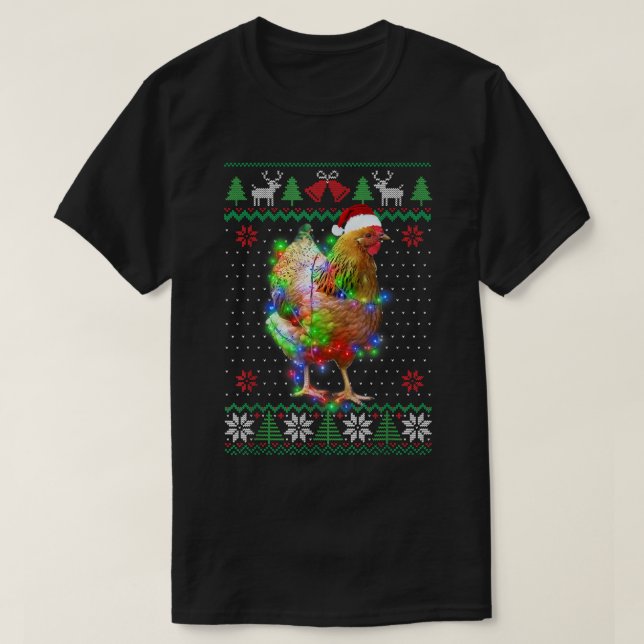 Camiseta Galinha Feita De Vassoura Vadio De Natal (Frente do Design)