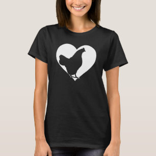 Camiseta Galinha Fofa Que Ama Galinhas Coração Branco Legal