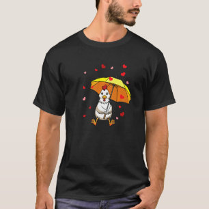 Camiseta Galinha Frango Galo Com Guarda-Chuva e Corações