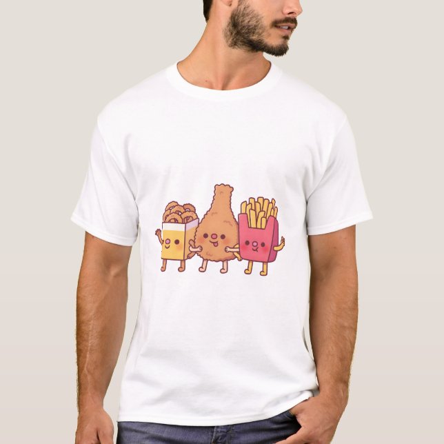 Camiseta Galinha Fritada De Comida Trio De Cebola Fritada E (Frente)