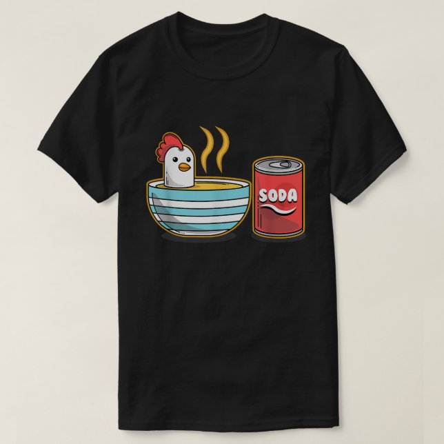 Camiseta Galinha Gelada na Bolsa de Sopa com Soda (Frente do Design)