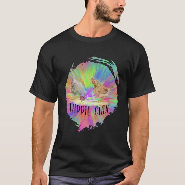 Camiseta Galinha Hippie Chix Estilo Tie Dye (Frente)