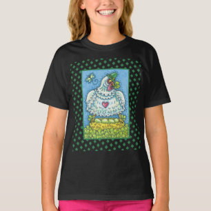 CAMISETA GALINHA IRLANDESA ENGRAÇADA, OVOS E TREVOS GALINHA