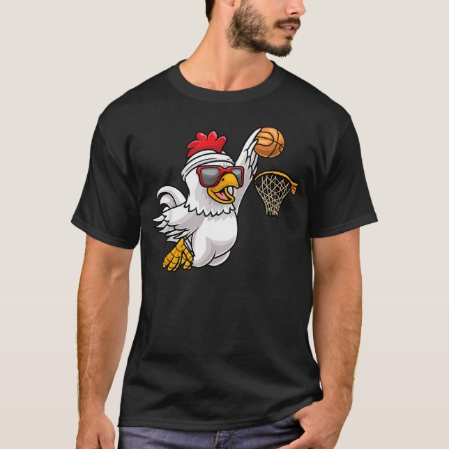Camiseta Galinha Jogadora de Basquete (Frente)