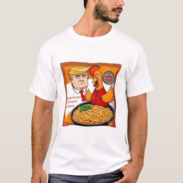 Camiseta Galinha Laranja de Trump Ramen Flavorado (Frente)
