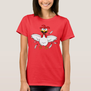 Camiseta Galinha louca engraçada dos desenhos animados da