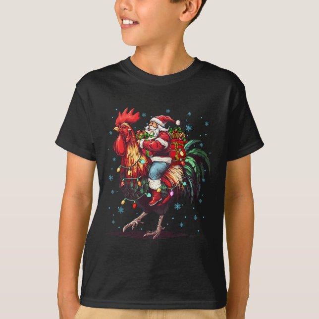 Camiseta Galinha Lover Xmas Papais noeis Engraçados Andando (Frente)