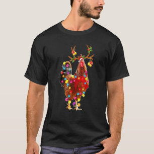 Camiseta Galinha Magnífico Renas Galinha Árvore de Natal L
