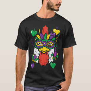Camiseta Galinha Mardi Gras Máscara Fazenda Homens Mulheres