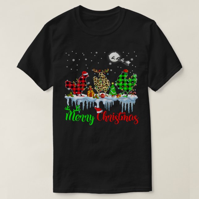 Camiseta Galinha Merry Christmas Reindeer Papais noeis Elf  (Frente do Design)