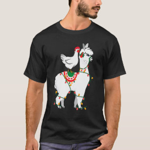 Camiseta Galinha Montando Llama Ilumina Papai Noel  Pijama 