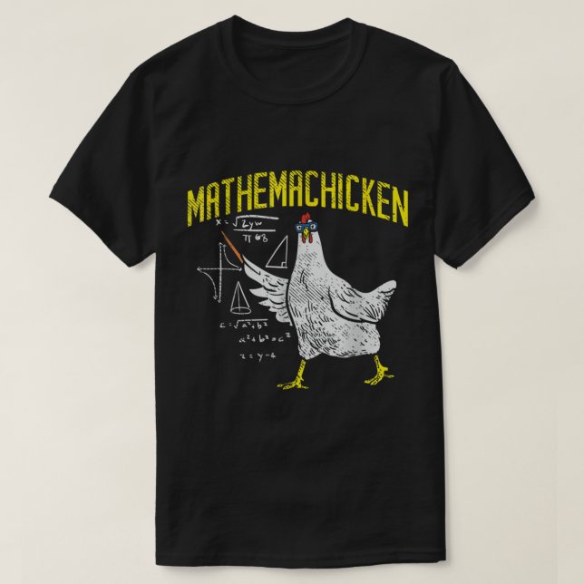 Camiseta Galinha-Nerd de Matemática em Álgebra Chicken (Frente do Design)