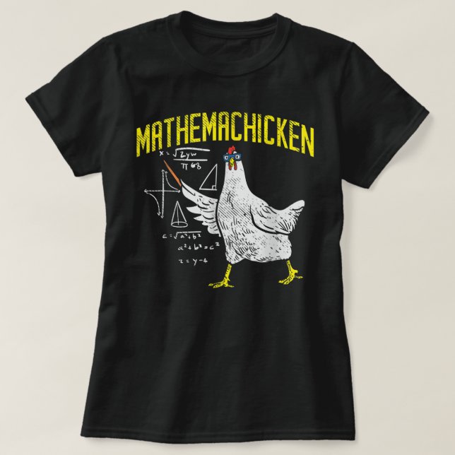 Camiseta Galinha-Nerd de Matemática em Álgebra Chicken (Frente do Design)