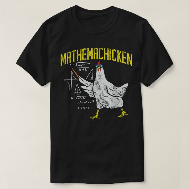 Camiseta Galinha-Nerd de Matemática em Álgebra Chicken (Frente do Design)