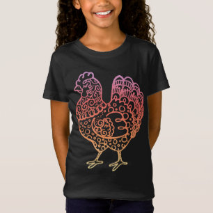 Camiseta Galinha ornamentado Lineart