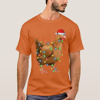 Camiseta Galinha Pássaro Voador do Natal Luzes Papais noeis