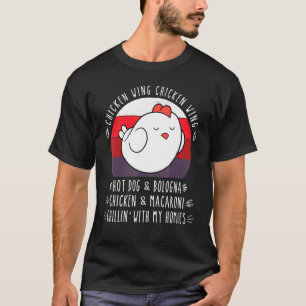 Camiseta Galinha Que Anca Galinha Asas Cão Quente Bolonha V