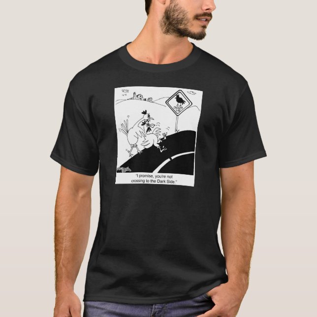 Camiseta Galinha que não se cruza ao lado distante (Frente)