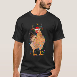 Camiseta Galinha Reindeer Luz Frango Engraçado Xmas Gift Fo