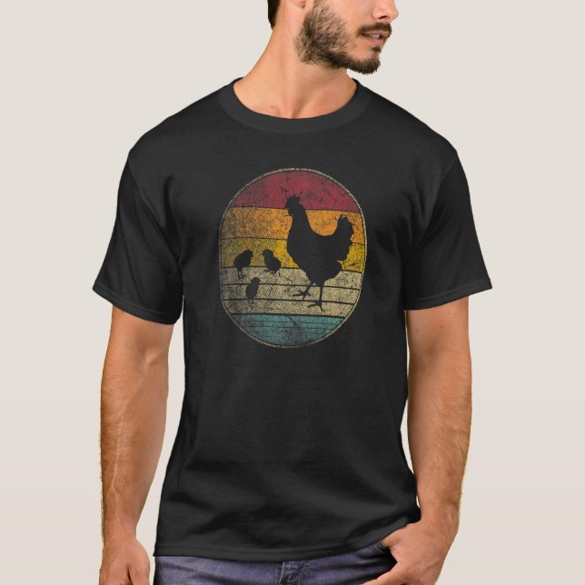Camiseta Galinha Retro Hen Pintinhos de pássaros Fazenda Ma (Frente)