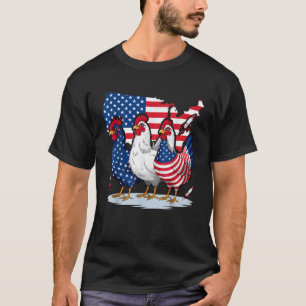 Camiseta Galinha Vermelho Branco Azul Patriótico 4° Galo do