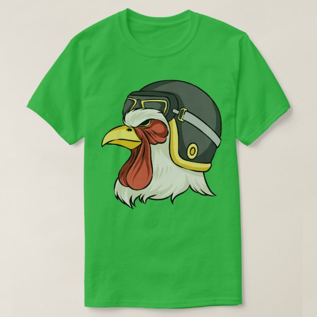 Camiseta Galinha Vestindo Capacete E Óculos Galinha Galinha (Frente do Design)