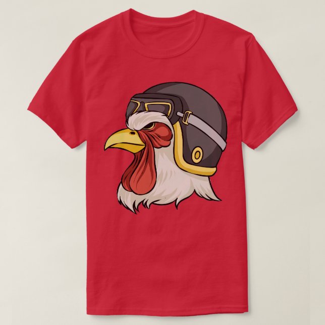 Camiseta Galinha Vestindo Capacete E Óculos Galinha Galinha (Frente do Design)