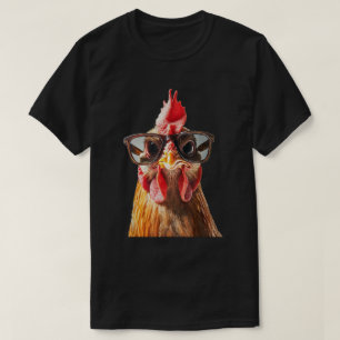 Camiseta Galinha Vestindo óculos de sol Farmação Engraçada