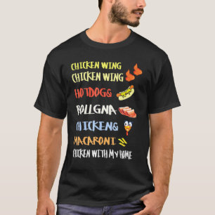 Camiseta Galinha Wing Galinha Wing Hotdog E Crianças De Bol