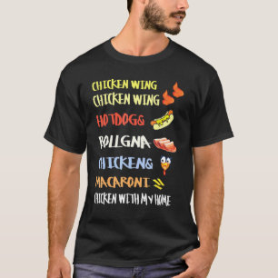 Camiseta Galinha Wing Galinha Wing Hotdog E Crianças De Bol