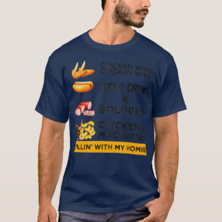 Camiseta Galinha Wing Galinha Wing Hotdog e Homens de Bolon