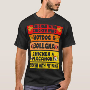 Camiseta Galinha Wing Galinha Wing Hotdog e Homens de Bolon