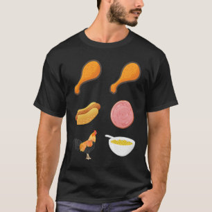 Camiseta Galinha Wing Hot Dog Bologna e Comida Macaroni