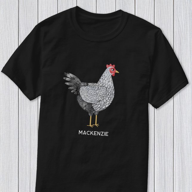 Camiseta Galinha Wyandotte divertida personalizada em aquar (Fun personalized custom name Wyandotte chicken shirt for poultry and bird lovers)