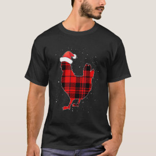 Camiseta Galinha Xadrez Vermelha do Papai Noel Natal Roupas