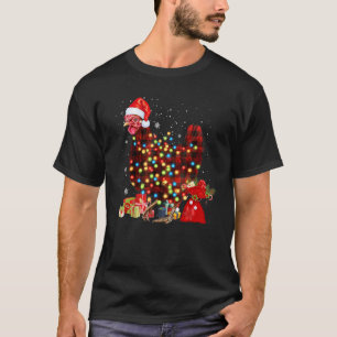 Camiseta Galinha Xadrez Vermelha do Papai Noel Natal Roupas