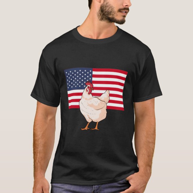Camiseta Galinhas Agricultores Patrióticos dos Estados Unid (Frente)