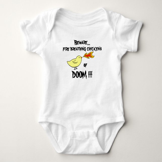 Camiseta galinhas de respiração do fogo da DESGRAÇA!!! (Frente)