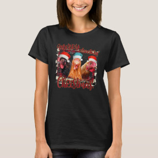 Camiseta Galinhas Natal Alegre Cacarejando Natal Fazendeiro