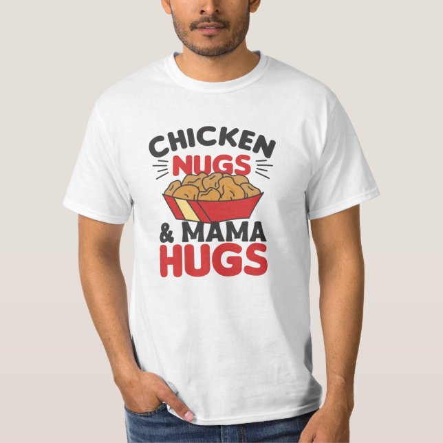 Camiseta Galinhas Nugs E Mamãe Abraçam Nuggets De Comida En (Frente)