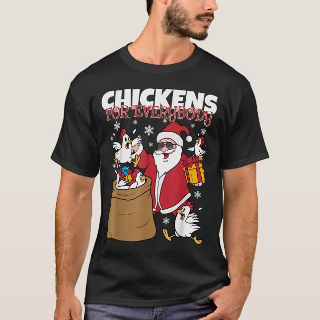 Camiseta Galinhas Para Todos Engraçados Galinha De Natal (Frente)