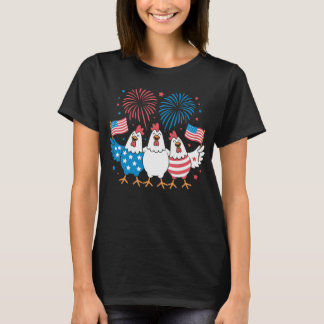 Camiseta Galinhas Patrióticas Engraçadas EUA Bandeira 4 de