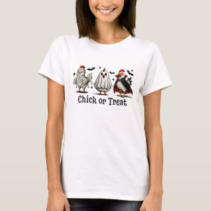 Camiseta Galinhas pintinhos ou tratadas do Dia de as Bruxas