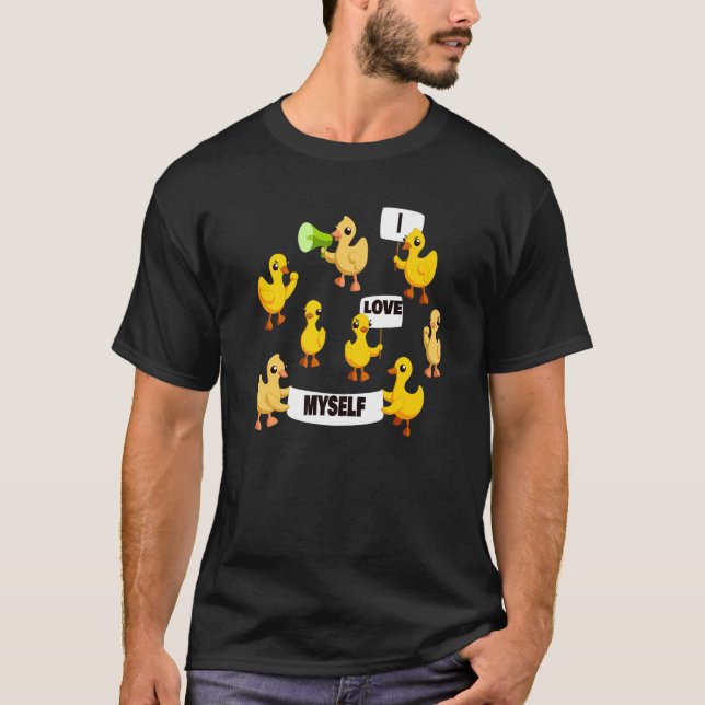 Camiseta Galinhas pintinhos, patos protestando, Eu Amo Mys (Frente)
