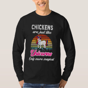 Camiseta Galinhas Retro Unicorn Vintage Sunset