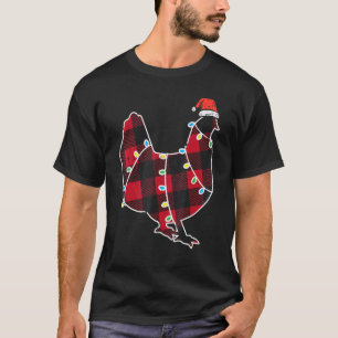Camiseta Galinheiro de Xadrez Búfalo Vermelho Natal Fazenda