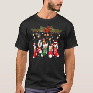 Camiseta Galininhas Fofas Em Meia De Natal Chapéu De Papai